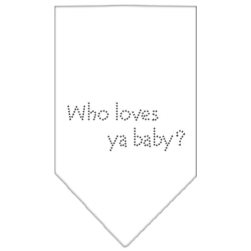 Who Loves Ya Baby Rhinestone Bandana White Large GreatEagleInc