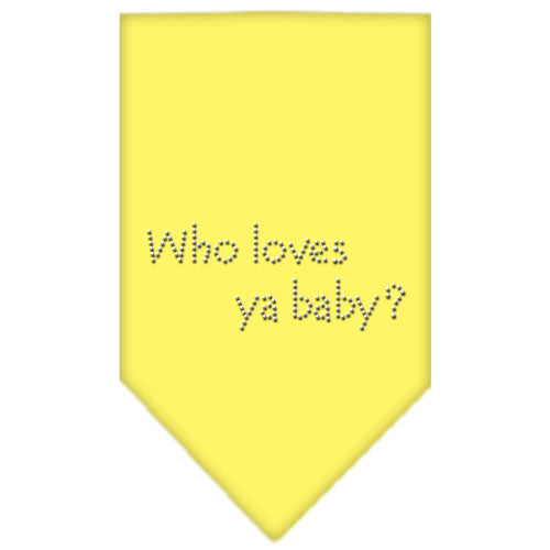 Who Loves Ya Baby Rhinestone Bandana Yellow Large GreatEagleInc