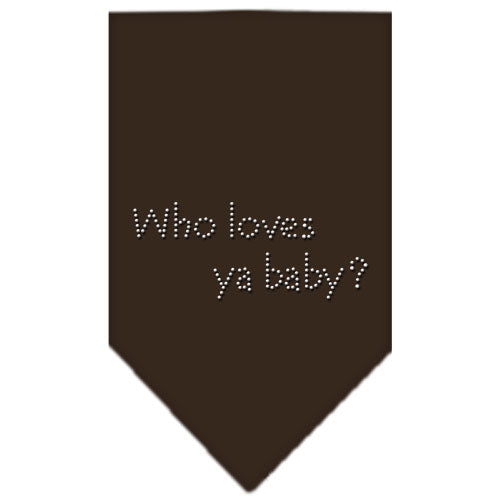 Who Loves Ya Baby Rhinestone Bandana Cocoa Small Default Title