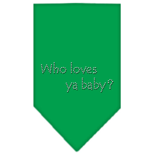 Who Loves Ya Baby Rhinestone Bandana Emerald Green Small GreatEagleInc