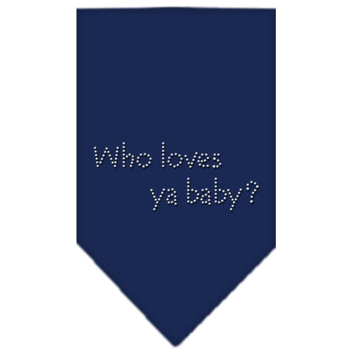 Who Loves Ya Baby Rhinestone Bandana Navy Blue Small Default Title