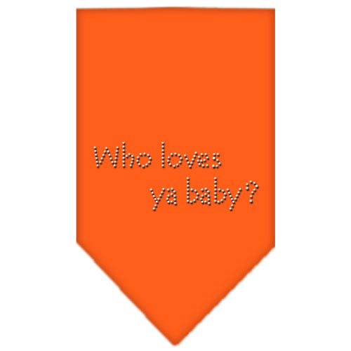 Who Loves Ya Baby Rhinestone Bandana Orange Small Default Title