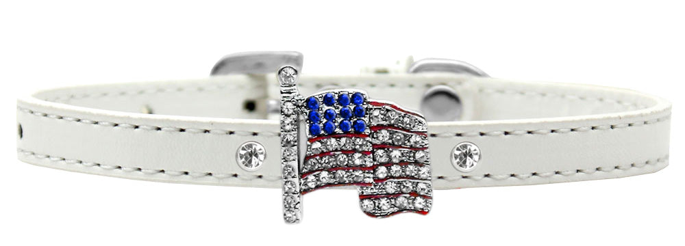 Flag Charm Dog Collar White Size 10 GreatEagleInc