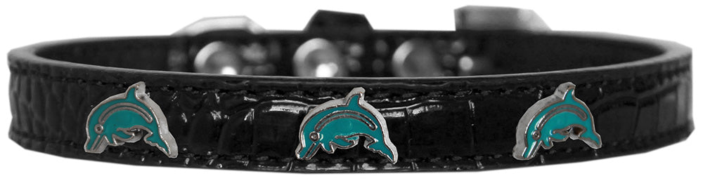 Dolphin Widget Croc Dog Collar Black Size 16 GreatEagleInc
