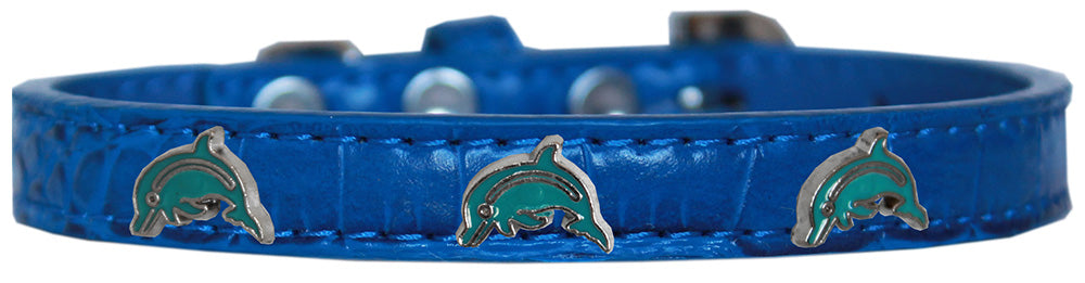 Dolphin Widget Croc Dog Collar Blue Size 10 GreatEagleInc