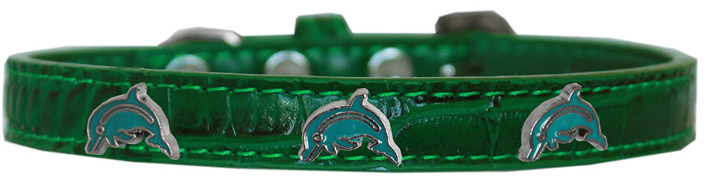 Dolphin Widget Croc Dog Collar Emerald Green Size 16 GreatEagleInc