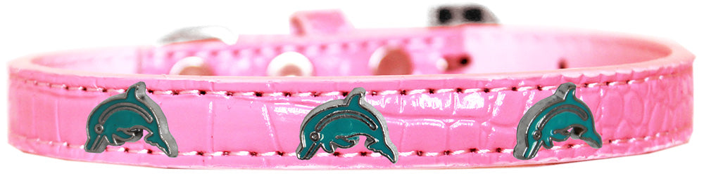 Dolphin Widget Croc Dog Collar Light Pink Size 16 GreatEagleInc