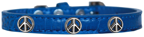 Peace Sign Widget Croc Dog Collar Blue Size 14 GreatEagleInc