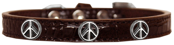 Peace Sign Widget Croc Dog Collar Chocolate Size 16 GreatEagleInc
