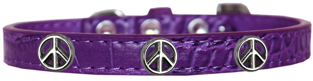 Peace Sign Widget Croc Dog Collar Purple Size 20 GreatEagleInc