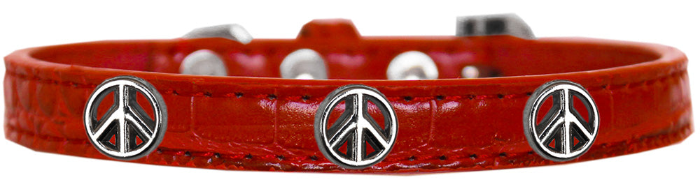 Peace Sign Widget Croc Dog Collar Red Size 14 GreatEagleInc