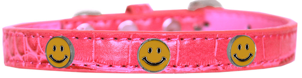 Happy Face Widget Croc Dog Collar Bright Pink Size 10 GreatEagleInc