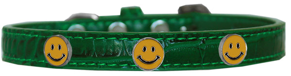 Happy Face Widget Croc Dog Collar Emerald Green Size 18 GreatEagleInc