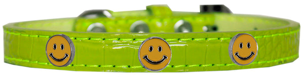 Happy Face Widget Croc Dog Collar Lime Green Size 10 GreatEagleInc