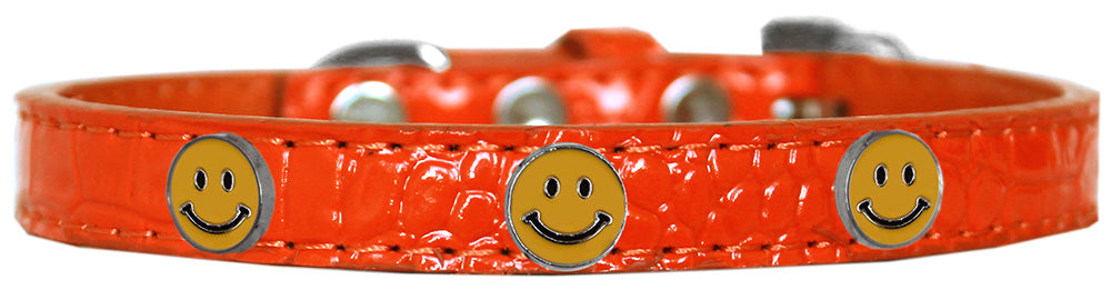 Happy Face Widget Croc Dog Collar Orange Size 12 GreatEagleInc