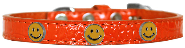 Happy Face Widget Croc Dog Collar Orange Size 18 GreatEagleInc