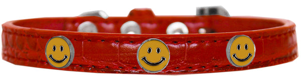 Happy Face Widget Croc Dog Collar Red Size 14 GreatEagleInc