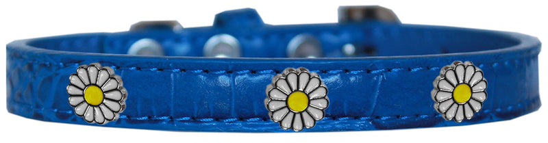 White Daisy Widget Croc Dog Collar Blue Size 10 GreatEagleInc