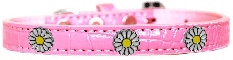 White Daisy Widget Croc Dog Collar Light Pink Size 10 GreatEagleInc