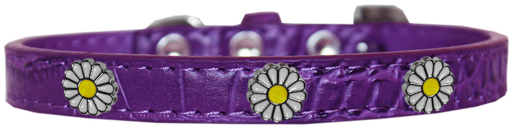 White Daisy Widget Croc Dog Collar Purple Size 18 GreatEagleInc