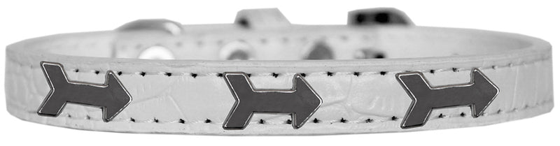 Arrows Widget Croc Dog Collar White Size 14 GreatEagleInc