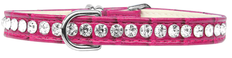 Beverly Style Strass-Designer-Krokodil-Hundehalsband, leuchtendes Rosa, Größe 8