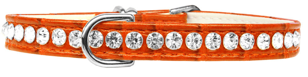 Beverly Style Rhinestone Designer Croc Dog Collar Orange Size 8 Default Title
