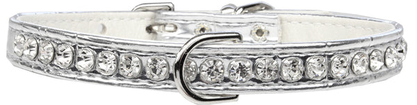 Beverly Style Rhinestone Designer Croc Dog Collar Silver Size 10 Default Title