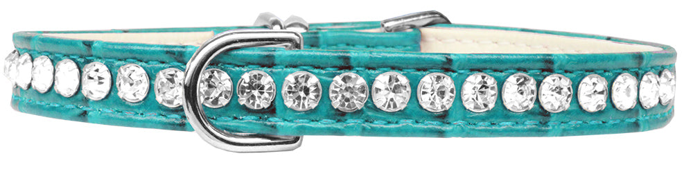 Beverly Style Rhinestone Designer Croc Dog Collar Turquoise Size 8 Default Title