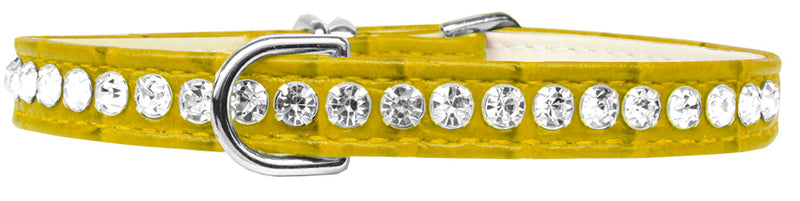 Beverly Style Strass-Designer-Krokodil-Hundehalsband, Gelb, Größe 8