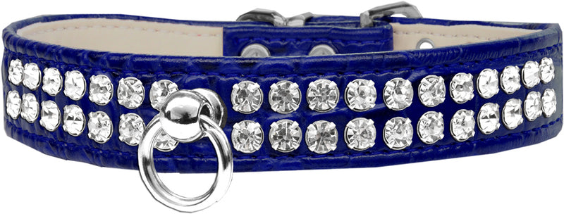 Stil Nr. 72 Strass-Designer-Krokodil-Hundehalsband, Blau, Größe 16