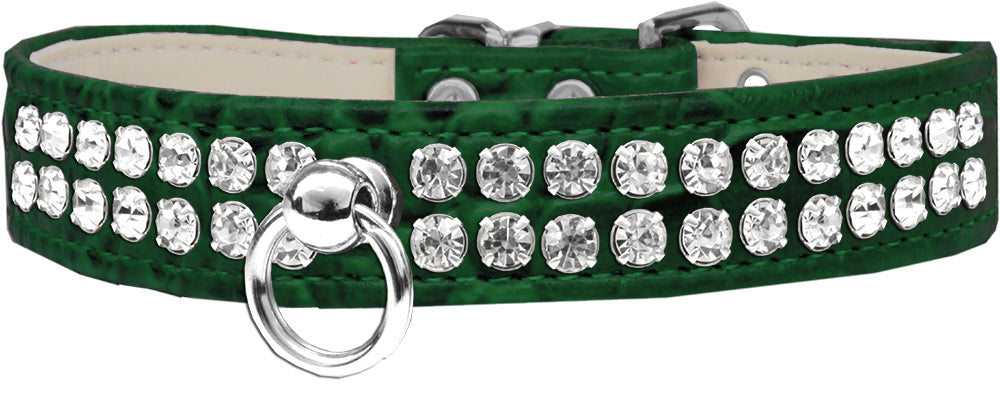 Style #72 Rhinestone Designer Croc Dog Collar Emerald Green Size 12 Default Title