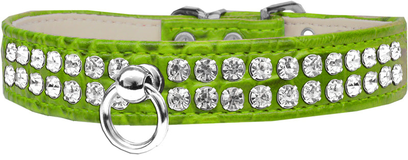 Stil Nr. 72 Strass-Designer-Krokodil-Hundehalsband, Limettengrün, Größe 10