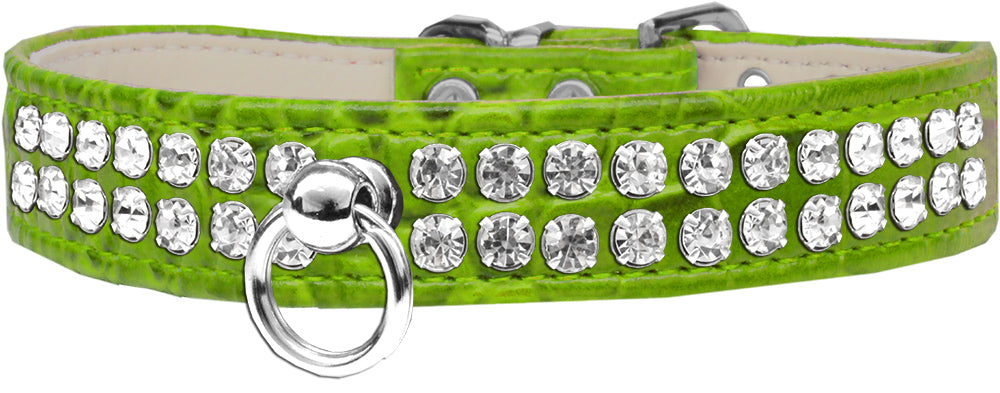 Style #72 Rhinestone Designer Croc Dog Collar Lime Green Size 14 Default Title