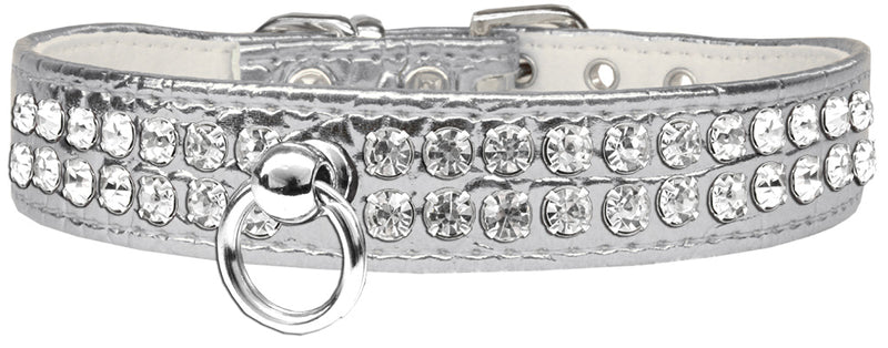 Stil Nr. 72 Strass-Designer-Krokodil-Hundehalsband, Silber, Größe 10