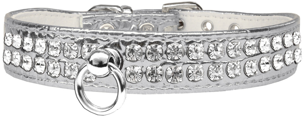 Style #72 Rhinestone Designer Croc Dog Collar Silver Size 24 Default Title