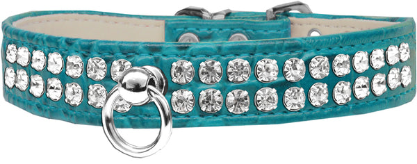 Style #72 Rhinestone Designer Croc Dog Collar Turquoise Size 12 Default Title
