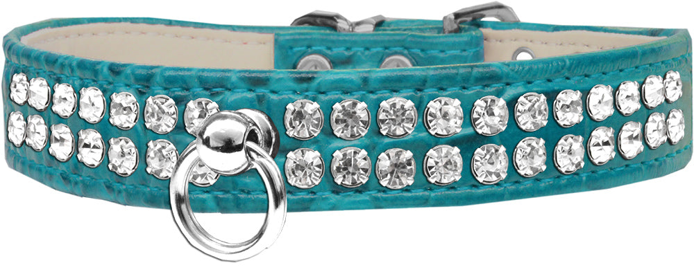 Style #72 Rhinestone Designer Croc Dog Collar Turquoise Size 22 Default Title