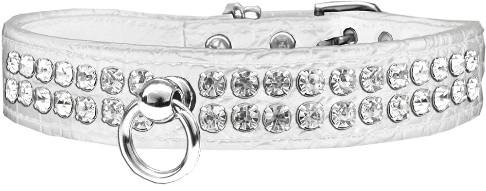 Style #72 Rhinestone Designer Croc Dog Collar White Size 24 Default Title