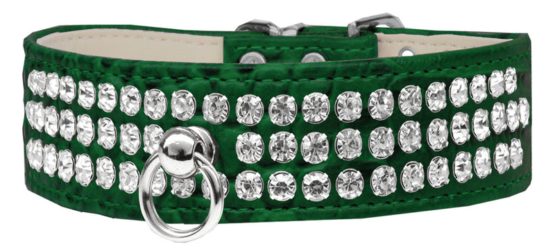 Stil Nr. 73 Strass-Designer-Krokodil-Hundehalsband, Smaragdgrün, Größe 10