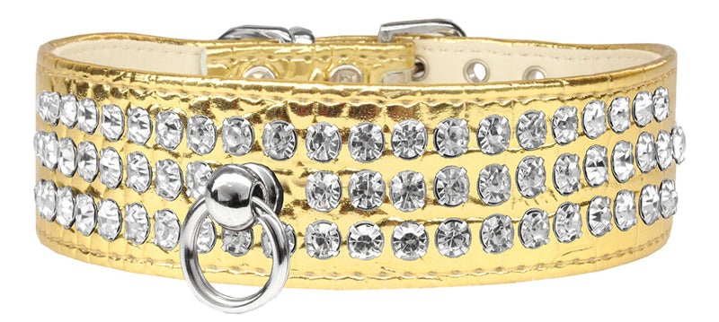 Stil Nr. 73 Strass-Designer-Krokodil-Hundehalsband Gold Größe 10