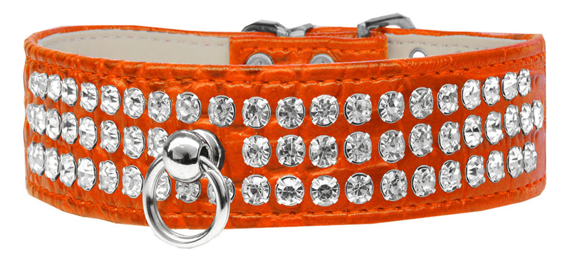 Stil Nr. 73 Strass-Designer-Krokodil-Hundehalsband, Orange, Größe 10