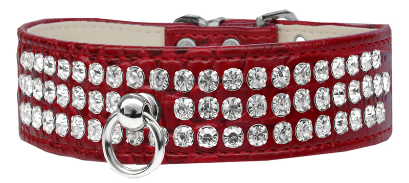 Stil Nr. 73 Strass-Designer-Krokodil-Hundehalsband, Rot, Größe 10