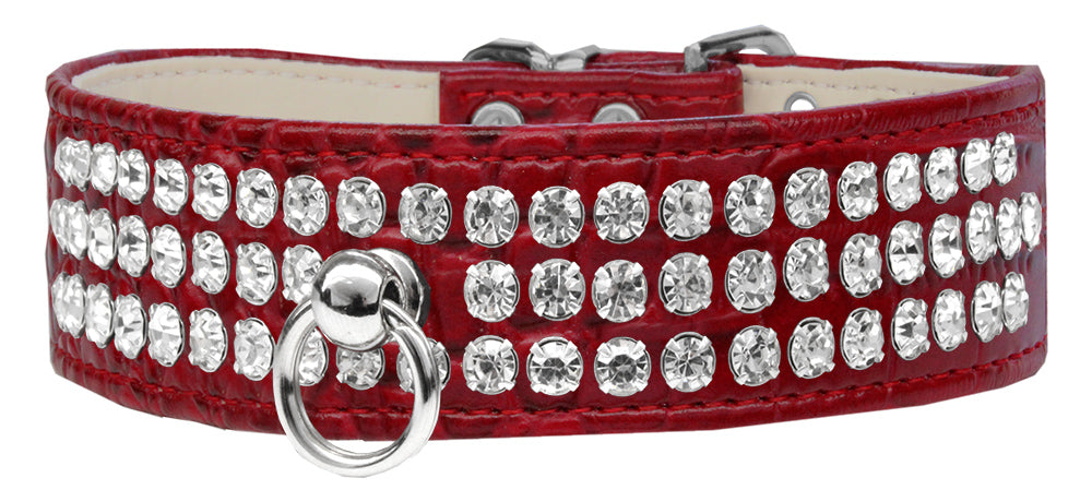 Style #73 Rhinestone Designer Croc Dog Collar Red Size 24 Default Title