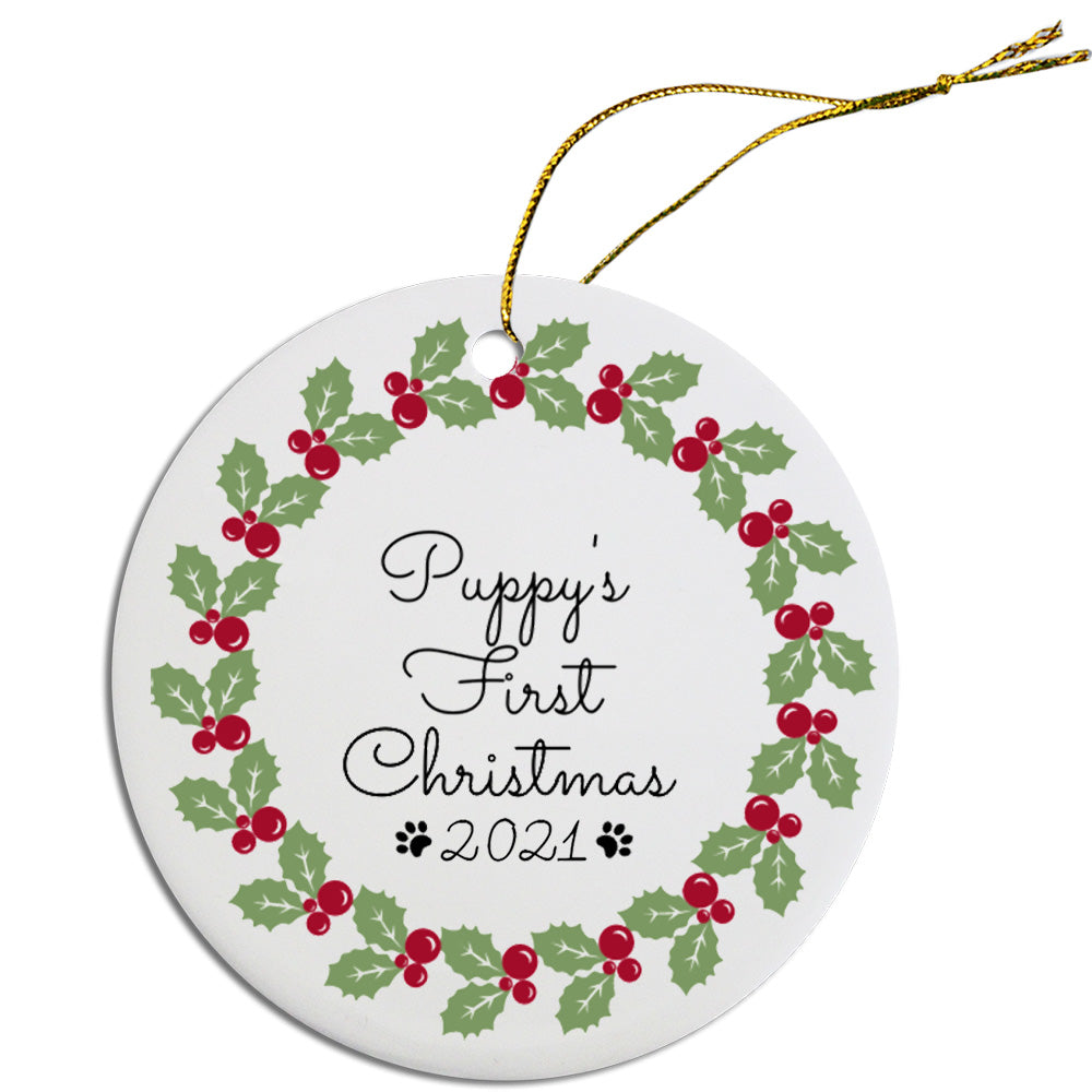 Round Christmas Ornament Puppy's First Christmas Default Title