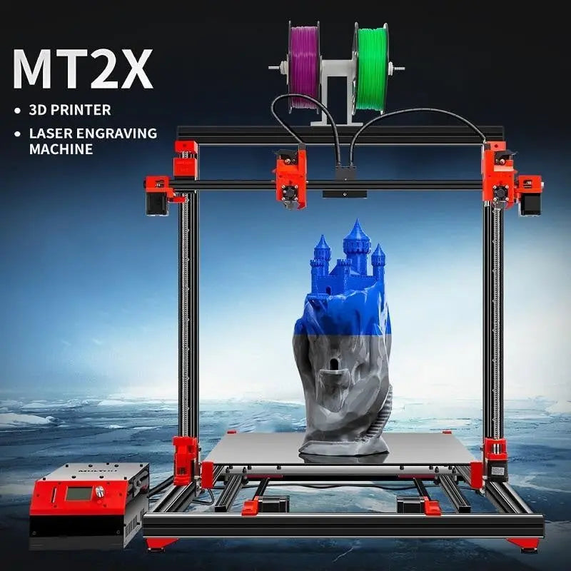 MULTOO 3D Printer MT2X Large Printing Size High Quality Precision  Ball screw Preciser Single Dual 3D Printer 500*500*500 GreatEagleInc
