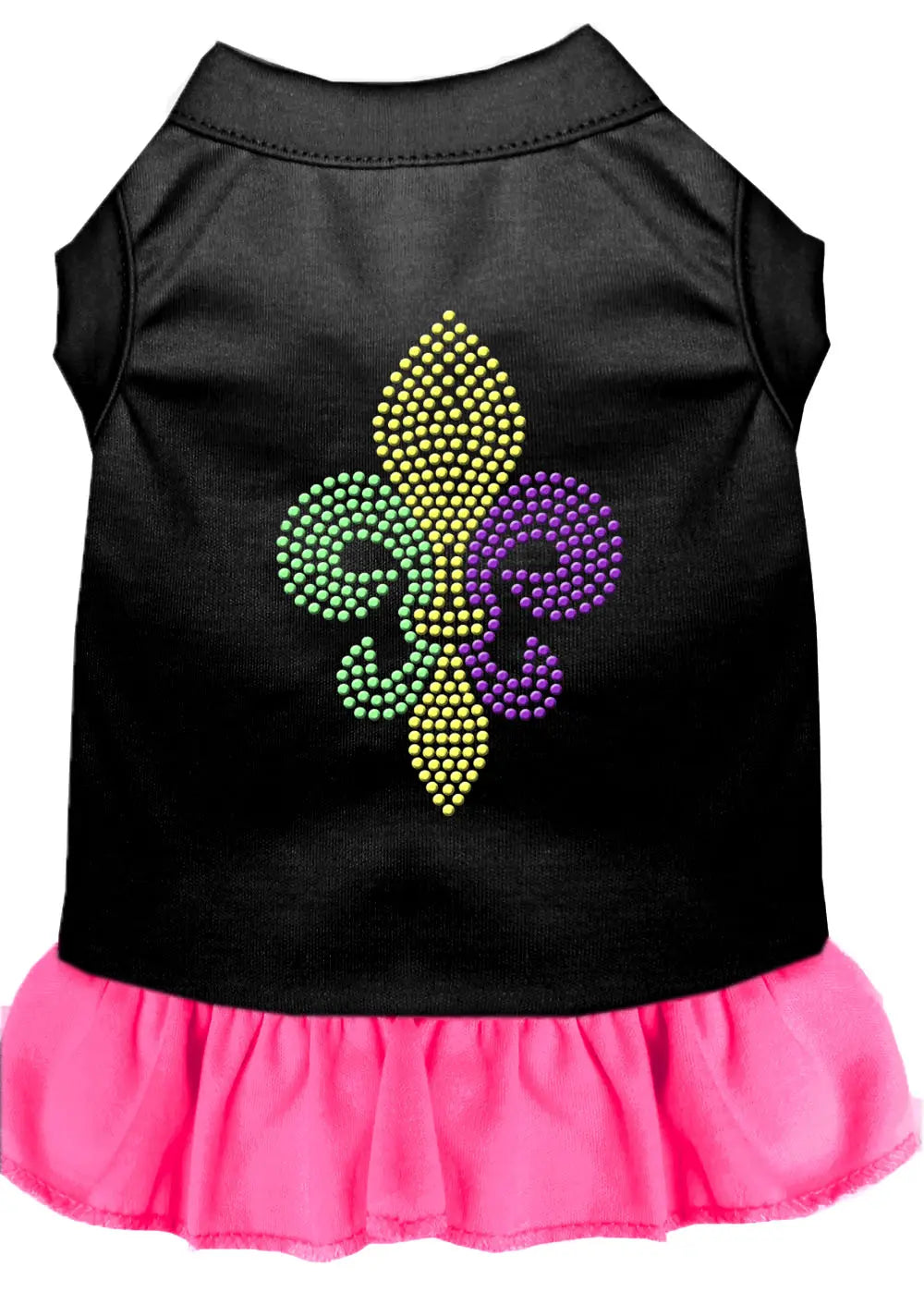 Mardi Gras Fleur De Lis Rhinestone Dress Black With Bright Pink Sm Default Title