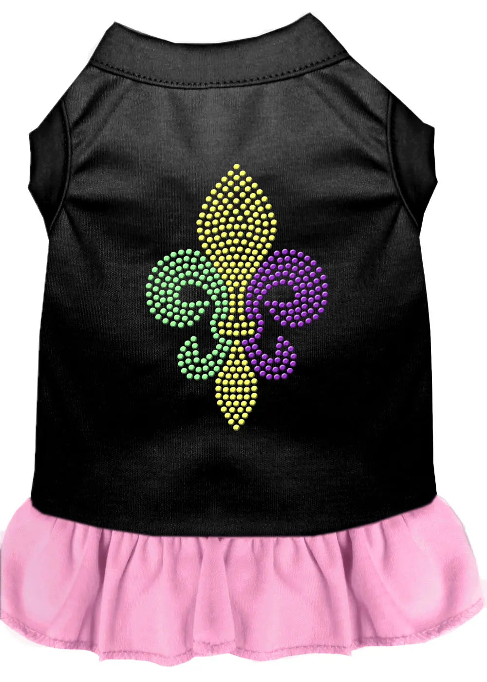 Mardi Gras Fleur De Lis Rhinestone Dress Black With Light Pink Xl Default Title