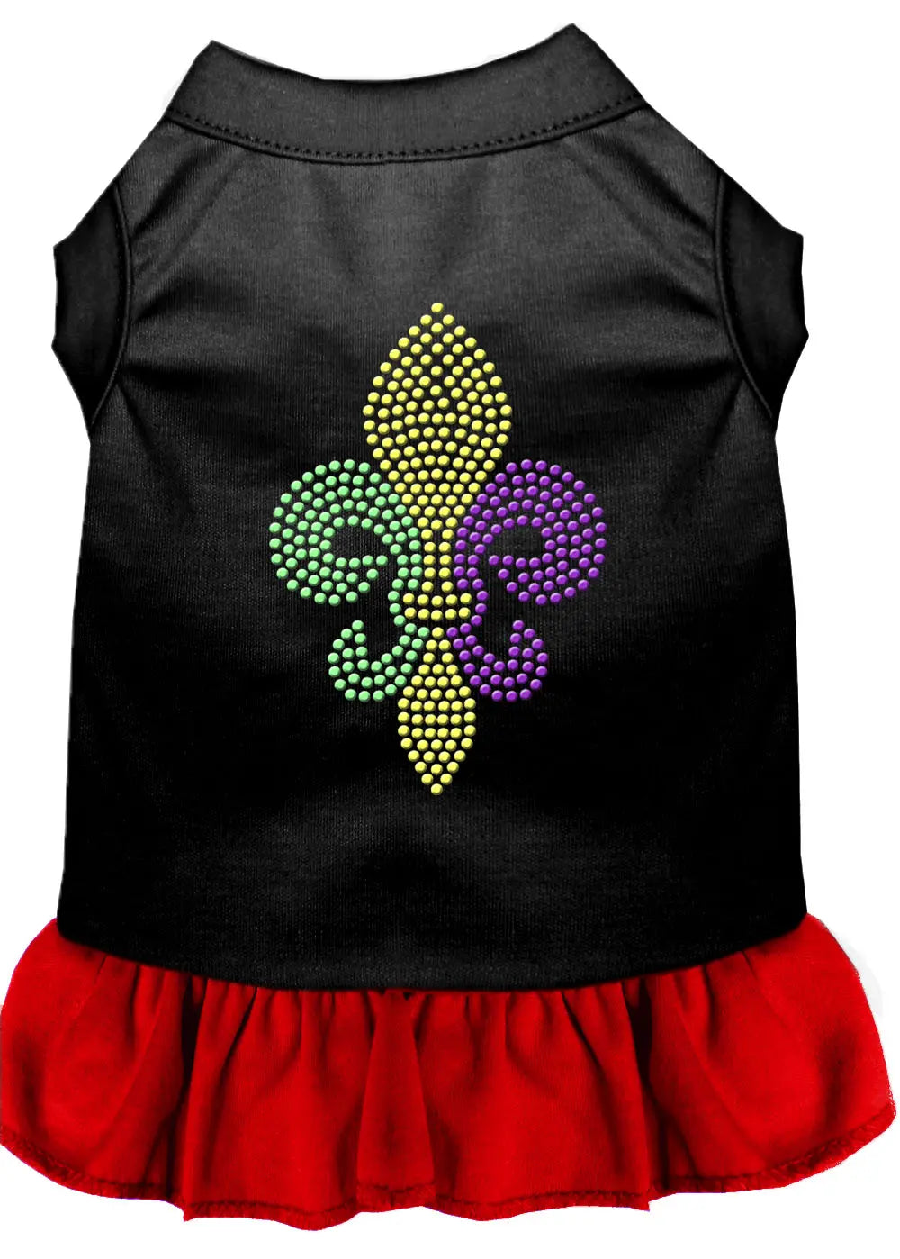 Mardi Gras Fleur De Lis Rhinestone Dress Black With Red Med Default Title