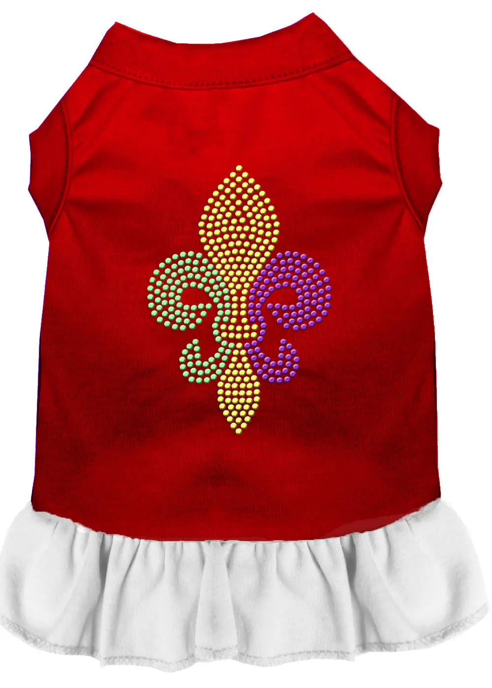 Mardi Gras Fleur De Lis Rhinestone Dress Red With White Xxxl Default Title